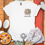 Custom Pocket Retro Floral "RN" T-Shirt