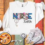 Nurse Personalized Floral Stethoscope Sweatshirt